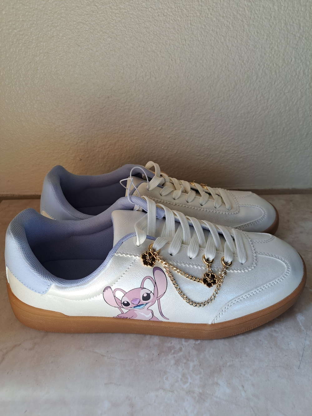 Disney Lilo and Stitch Sneakers with Light Purple Accents and Gum Sole